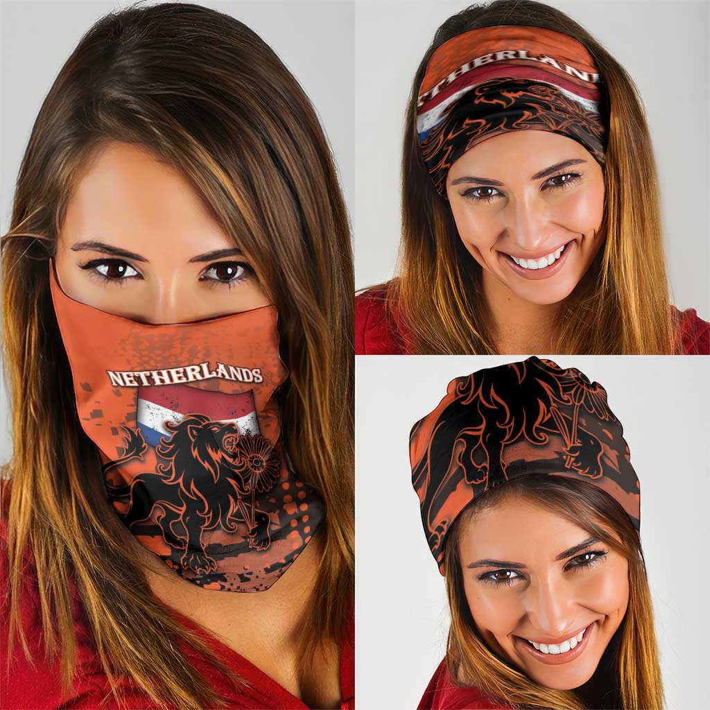 Netherlands Neck Gaiter Lion With Daisy Flower - Wonder Print Shop