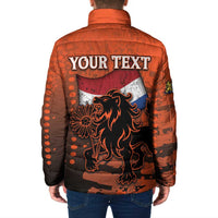Personalized Netherlands Padded Jacket Lion With Daisy Flower - Wonder Print Shop