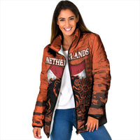 Personalized Netherlands Padded Jacket Lion With Daisy Flower - Wonder Print Shop
