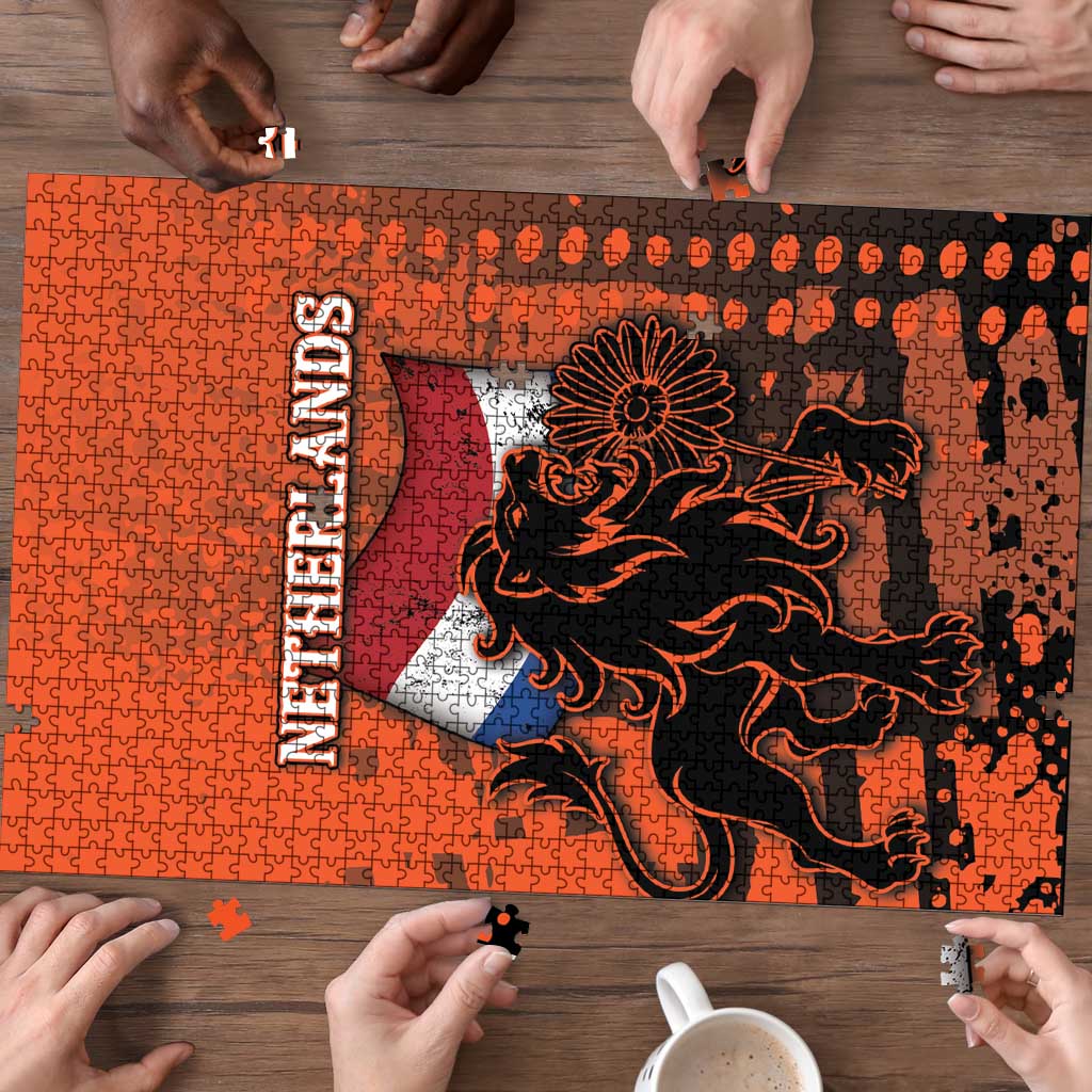 Netherlands Puzzle Lion With Daisy Flower - Wonder Print Shop