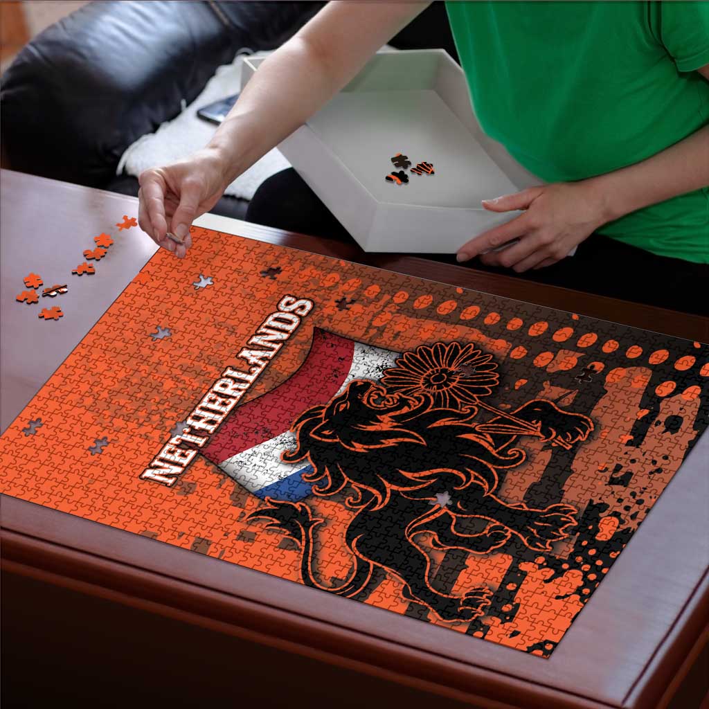 Netherlands Puzzle Lion With Daisy Flower - Wonder Print Shop