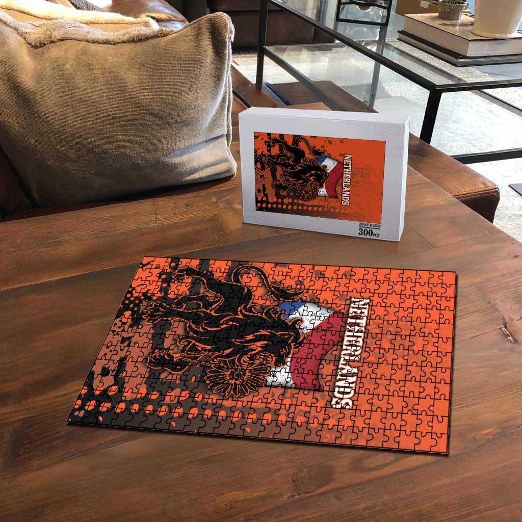 Netherlands Puzzle Lion With Daisy Flower - Wonder Print Shop