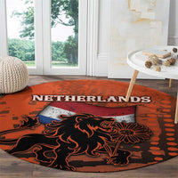 Netherlands Round Carpet Lion With Daisy Flower - Wonder Print Shop