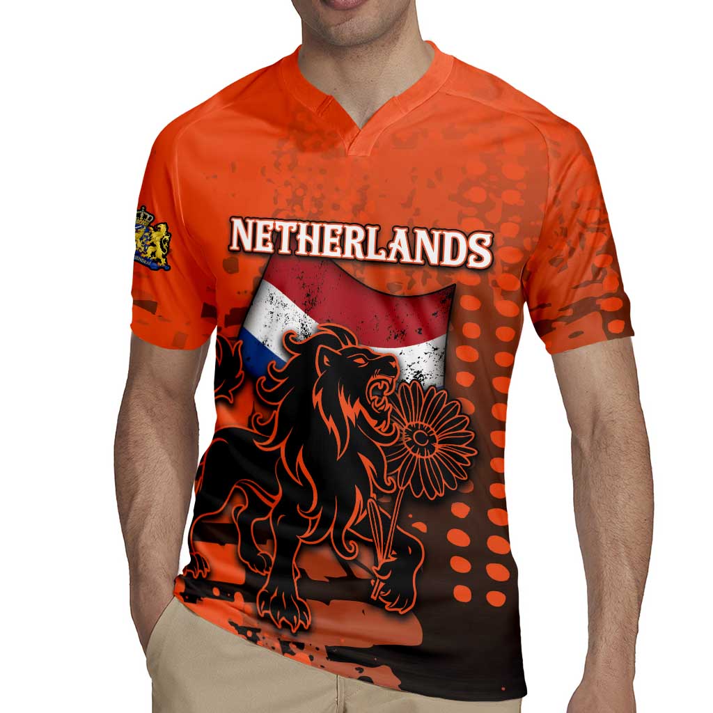 Personalized Netherlands Rugby Jersey Lion With Daisy Flower - Wonder Print Shop