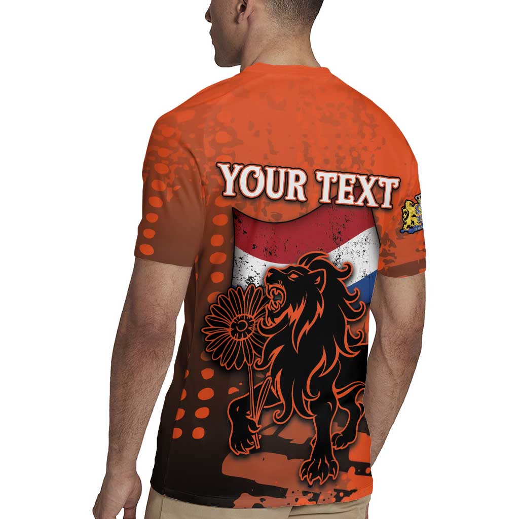 Personalized Netherlands Rugby Jersey Lion With Daisy Flower - Wonder Print Shop