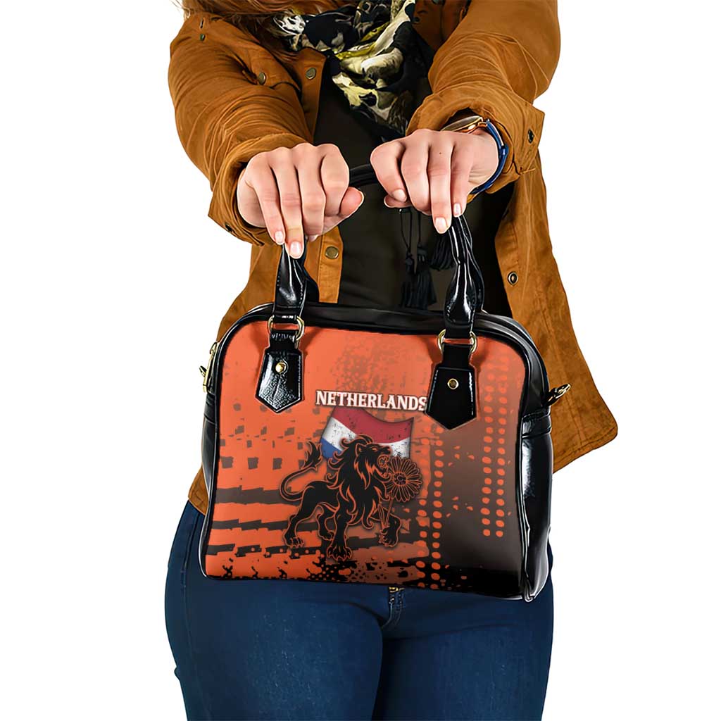 Netherlands Shoulder Handbag Lion With Daisy Flower - Wonder Print Shop