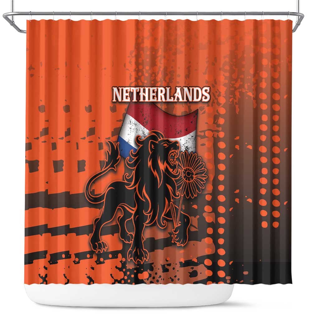 Netherlands Shower Curtain Lion With Daisy Flower - Wonder Print Shop