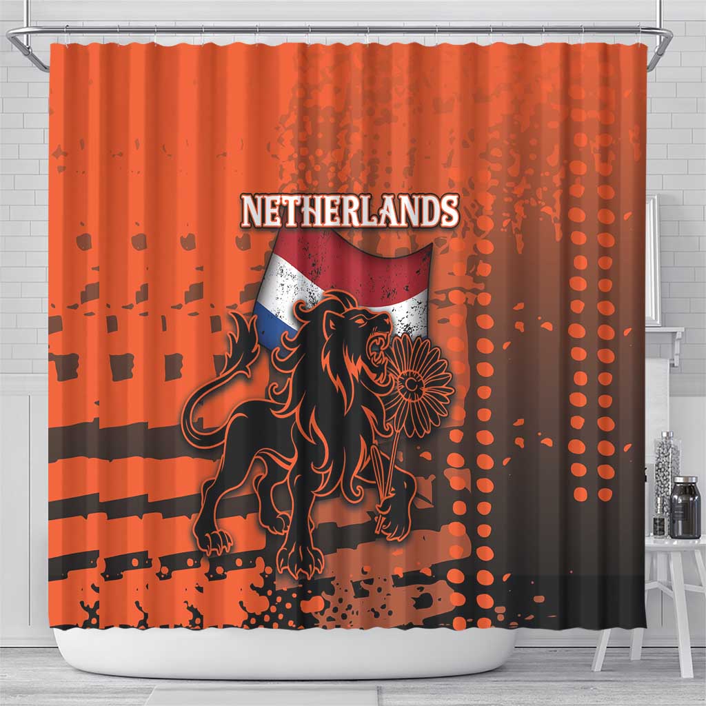 Netherlands Shower Curtain Lion With Daisy Flower - Wonder Print Shop