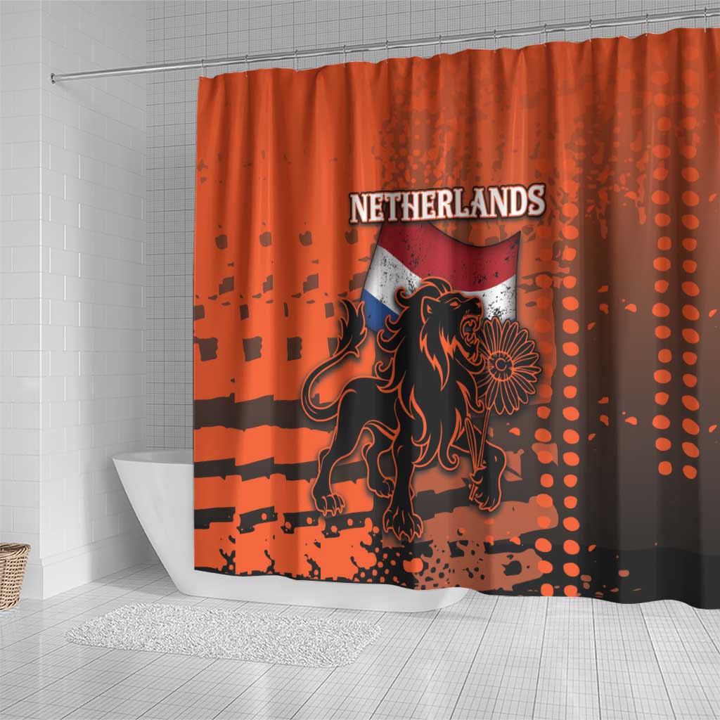 Netherlands Shower Curtain Lion With Daisy Flower - Wonder Print Shop