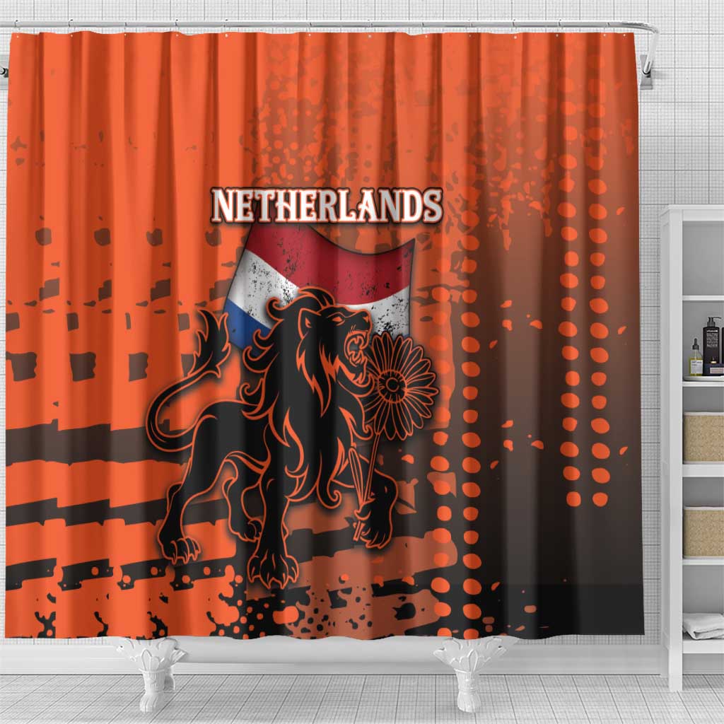 Netherlands Shower Curtain Lion With Daisy Flower - Wonder Print Shop