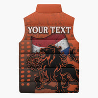 Personalized Netherlands Sleeveless Puffer Jacket Lion With Daisy Flower - Wonder Print Shop