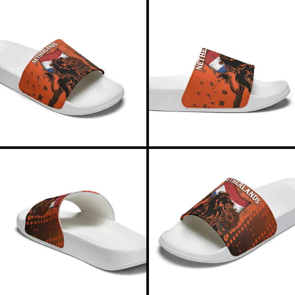 Netherlands Slide Sandals Lion With Daisy Flower - Wonder Print Shop