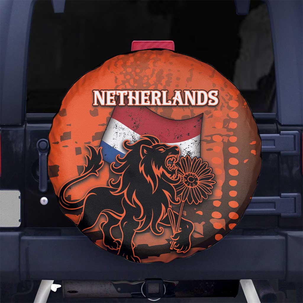 Netherlands Spare Tire Cover Lion With Daisy Flower - Wonder Print Shop