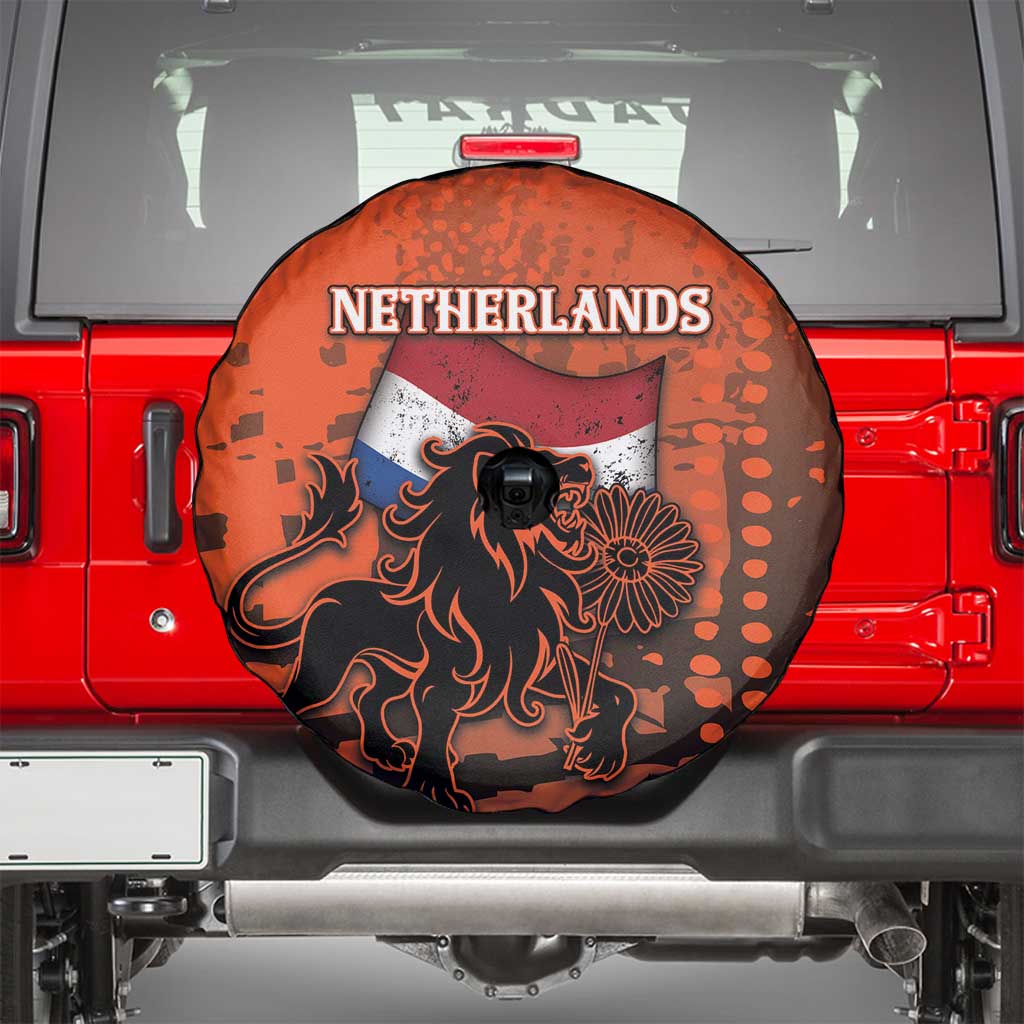 Netherlands Spare Tire Cover Lion With Daisy Flower - Wonder Print Shop