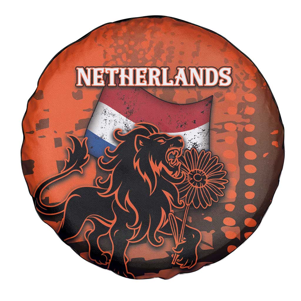 Netherlands Spare Tire Cover Lion With Daisy Flower - Wonder Print Shop