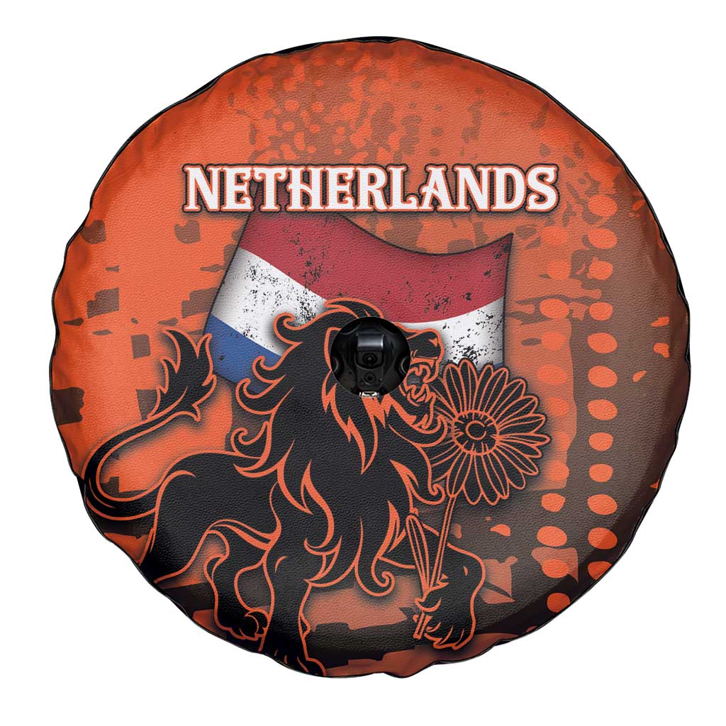 Netherlands Spare Tire Cover Lion With Daisy Flower - Wonder Print Shop