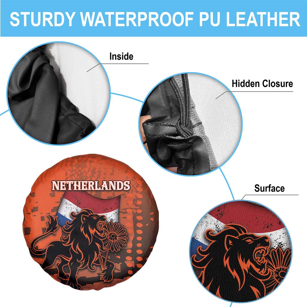 Netherlands Spare Tire Cover Lion With Daisy Flower - Wonder Print Shop