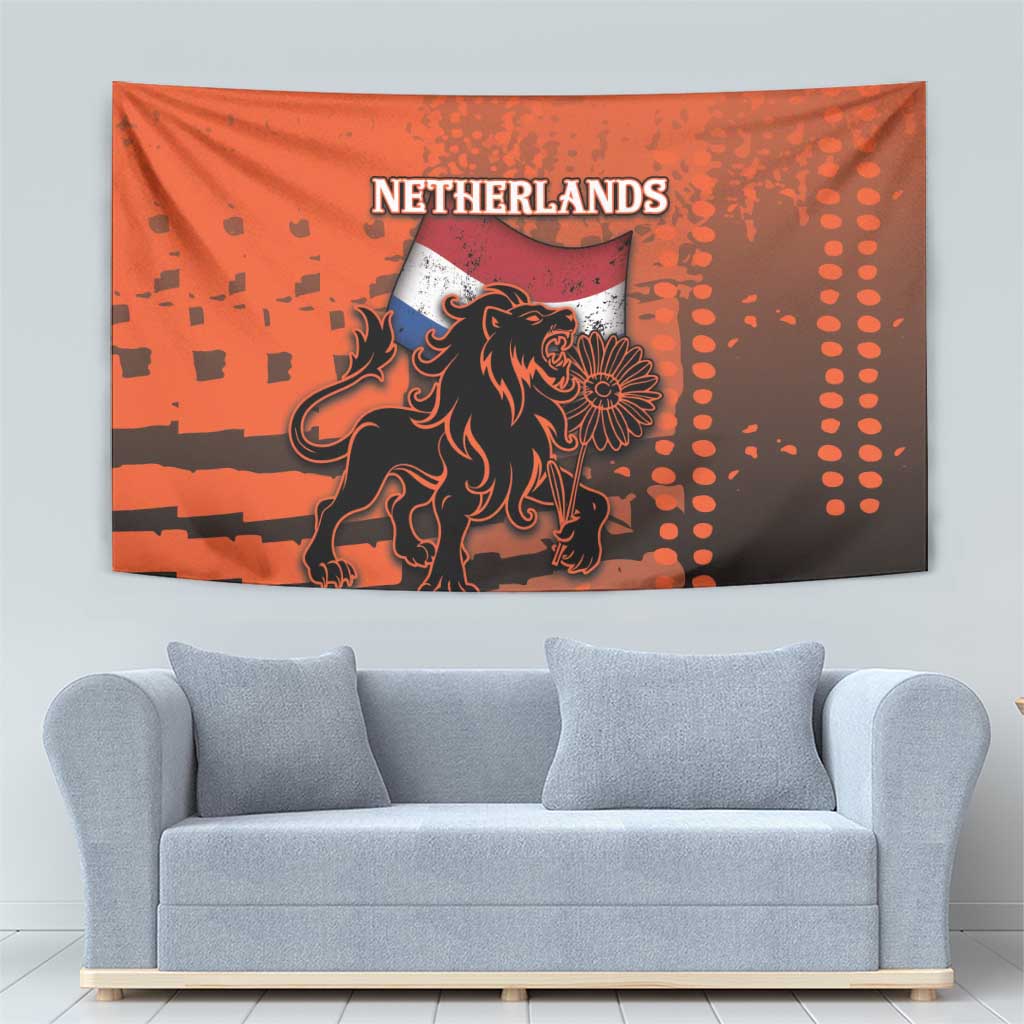 Netherlands Tapestry Lion With Daisy Flower - Wonder Print Shop