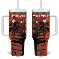 Personalized Netherlands Tumbler With Handle Lion With Daisy Flower - Wonder Print Shop