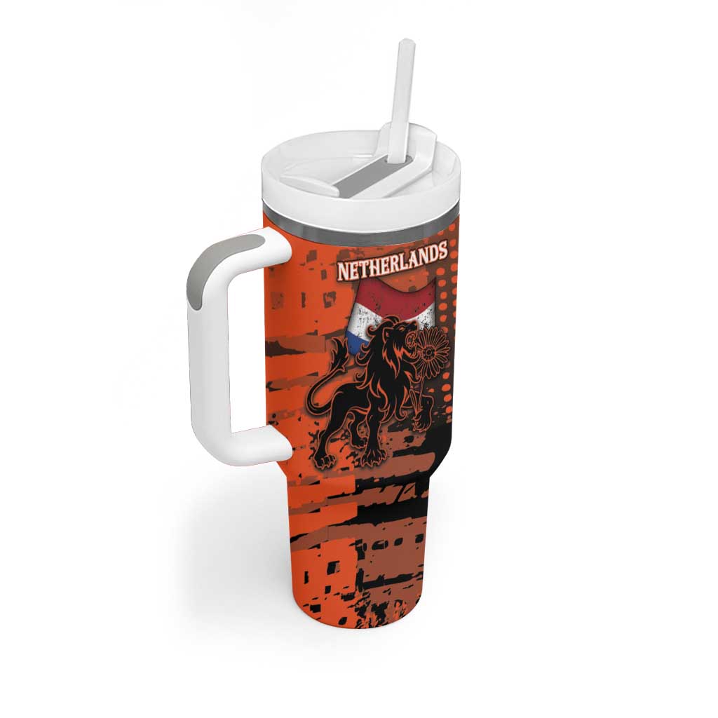Personalized Netherlands Tumbler With Handle Lion With Daisy Flower - Wonder Print Shop