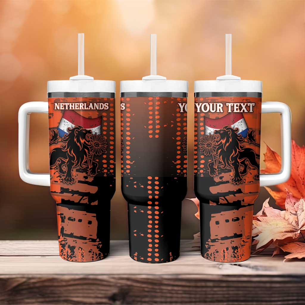 Personalized Netherlands Tumbler With Handle Lion With Daisy Flower - Wonder Print Shop