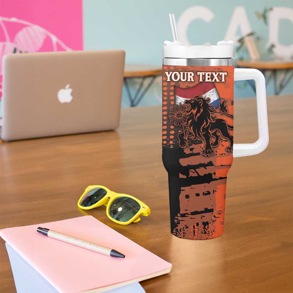 Personalized Netherlands Tumbler With Handle Lion With Daisy Flower - Wonder Print Shop