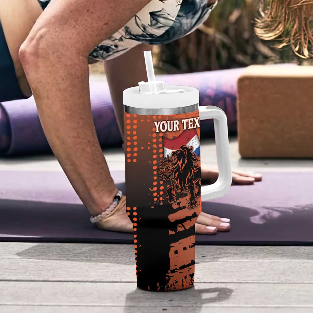 Personalized Netherlands Tumbler With Handle Lion With Daisy Flower - Wonder Print Shop
