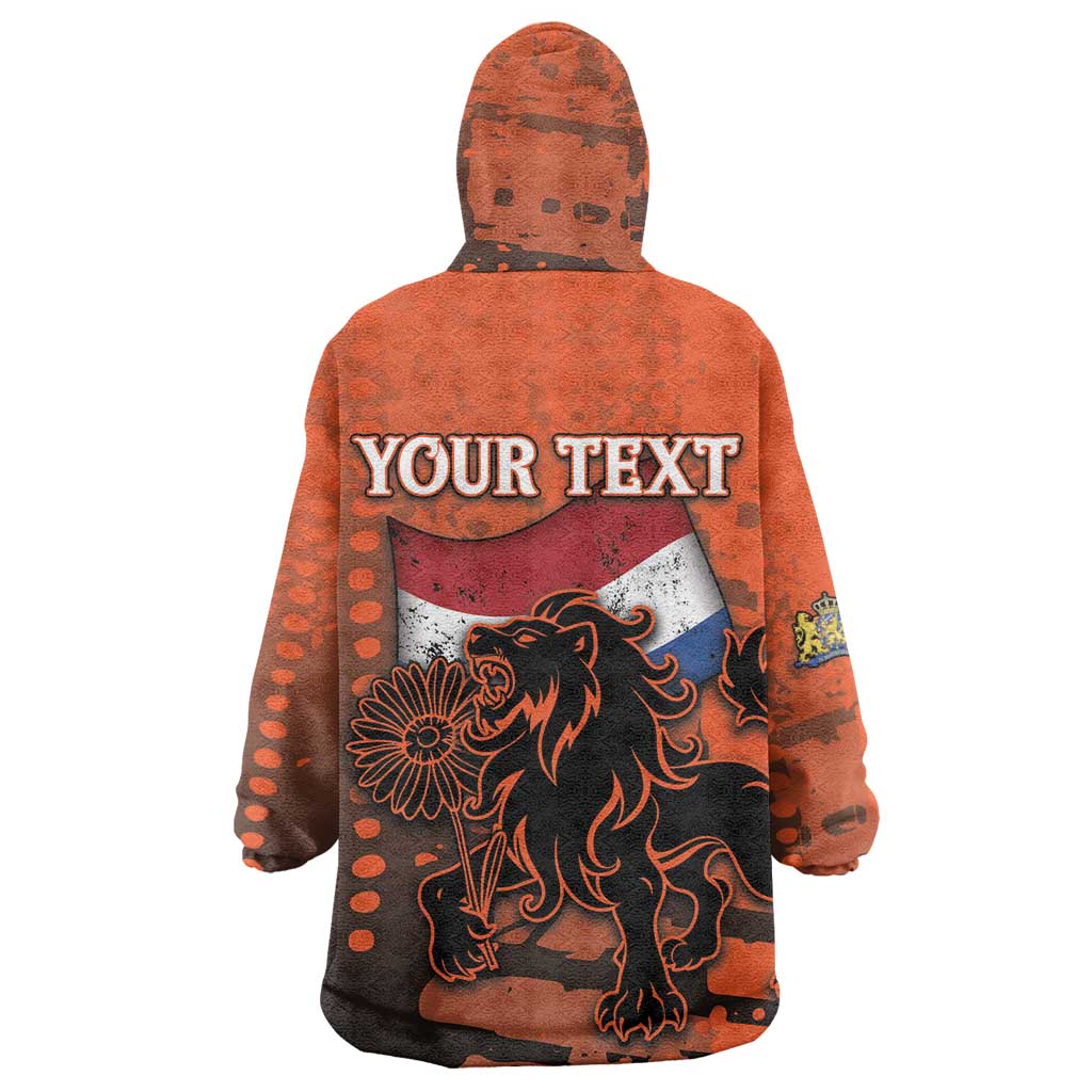 Personalized Netherlands Wearable Blanket Hoodie Lion With Daisy Flower - Wonder Print Shop