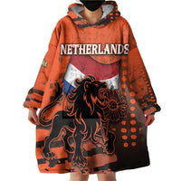 Personalized Netherlands Wearable Blanket Hoodie Lion With Daisy Flower - Wonder Print Shop