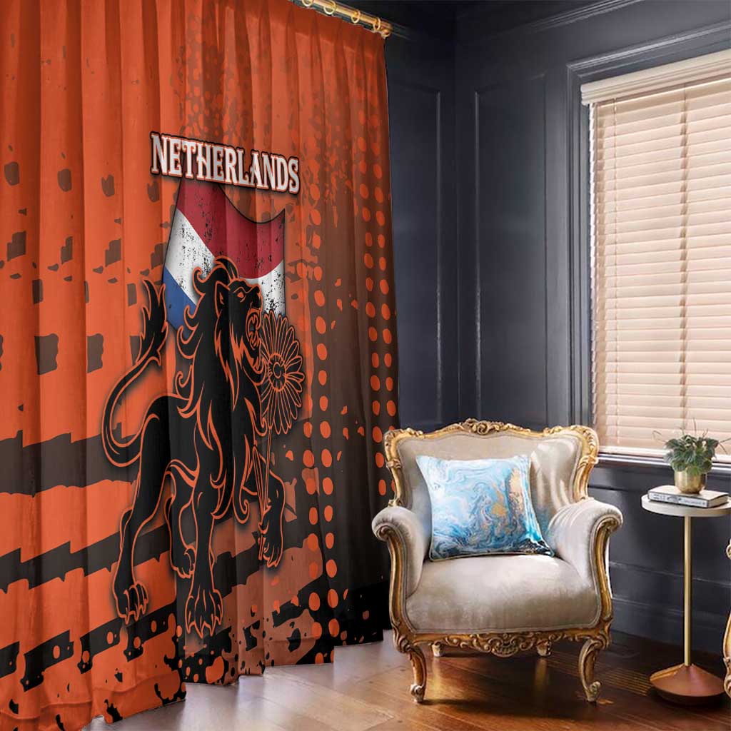 Netherlands Window Curtain Lion With Daisy Flower - Wonder Print Shop