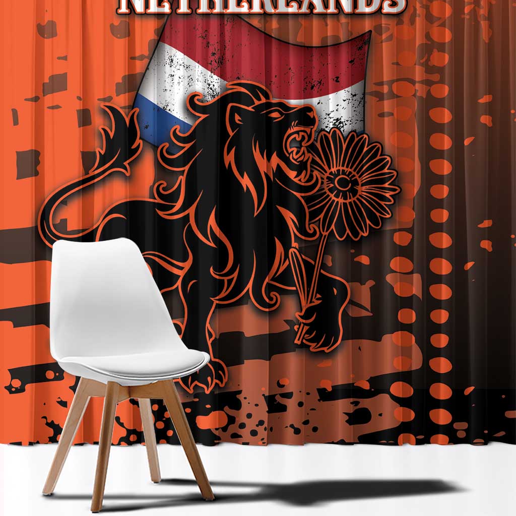 Netherlands Window Curtain Lion With Daisy Flower - Wonder Print Shop