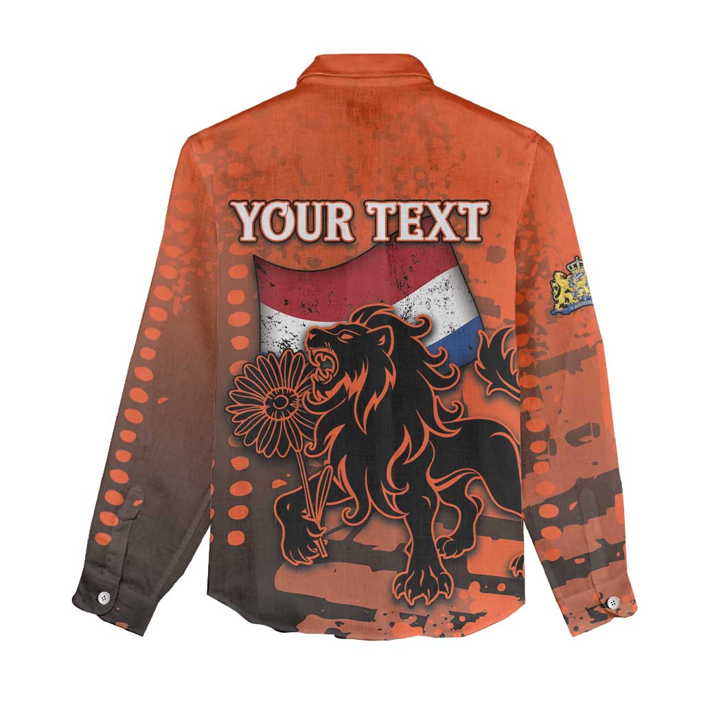 Personalized Netherlands Women Casual Shirt Lion With Daisy Flower - Wonder Print Shop