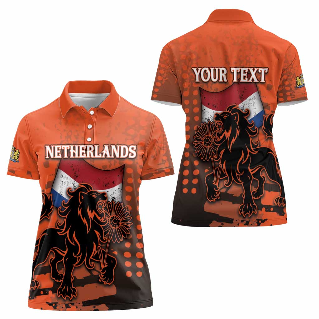 Personalized Netherlands Women Polo Shirt Lion With Daisy Flower - Wonder Print Shop