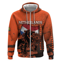 Personalized Netherlands Zip Hoodie Lion With Daisy Flower - Wonder Print Shop