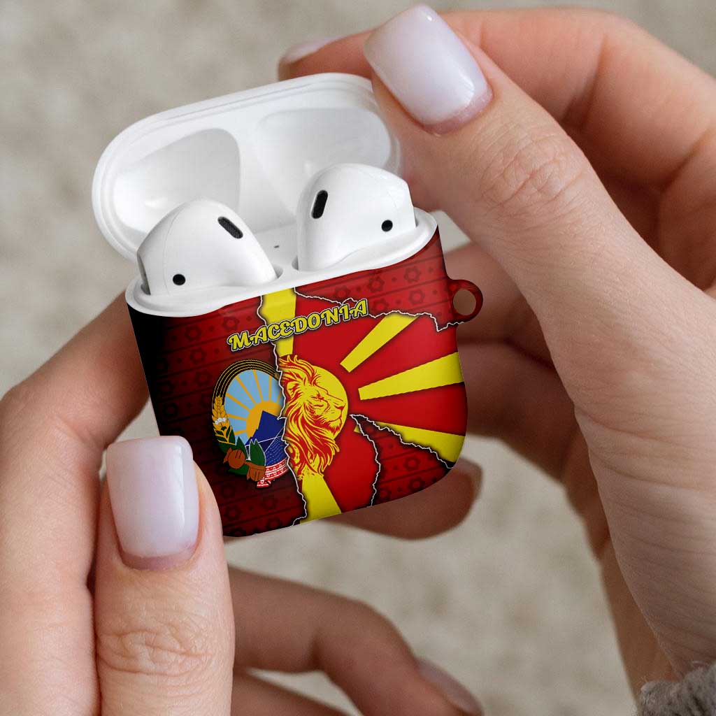 North Macedonia AirPods Case National Emblem With Lion - Wonder Print Shop