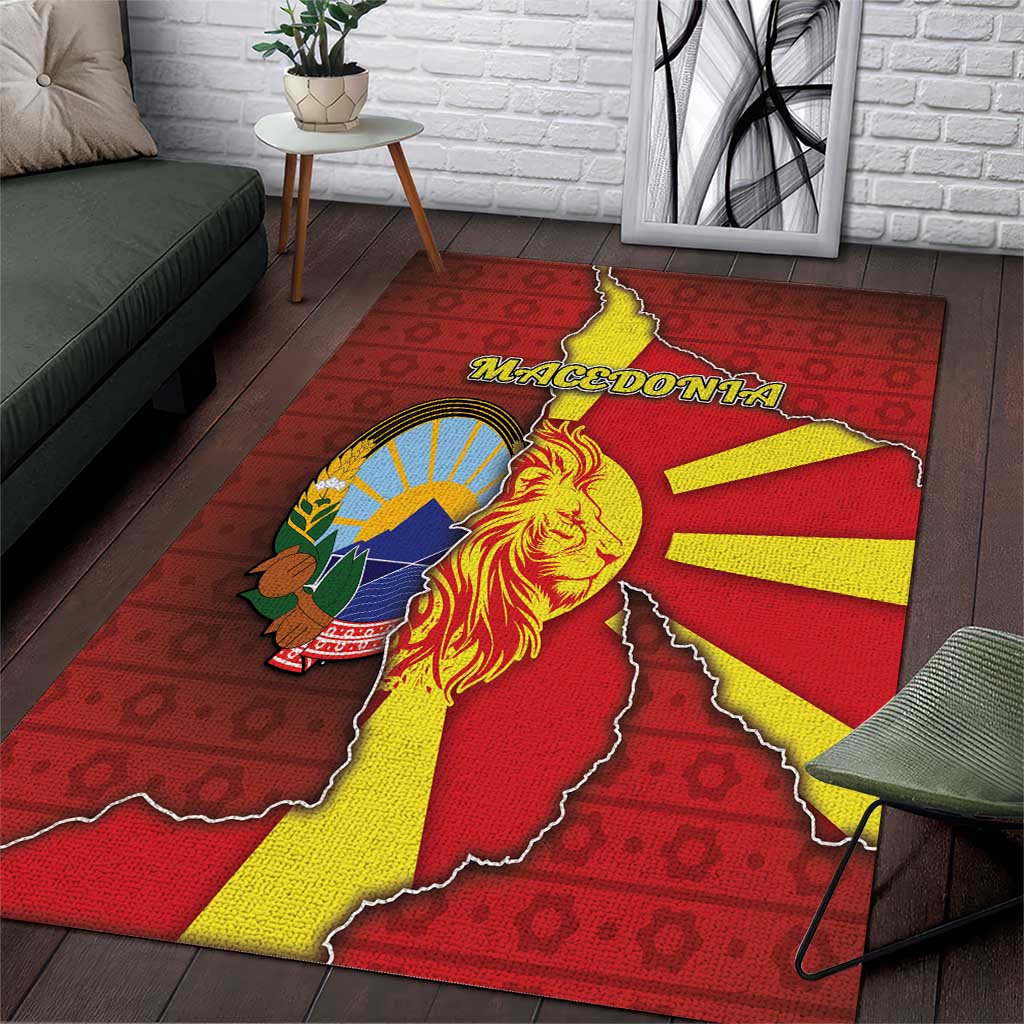 North Macedonia Area Rug National Emblem With Lion - Wonder Print Shop