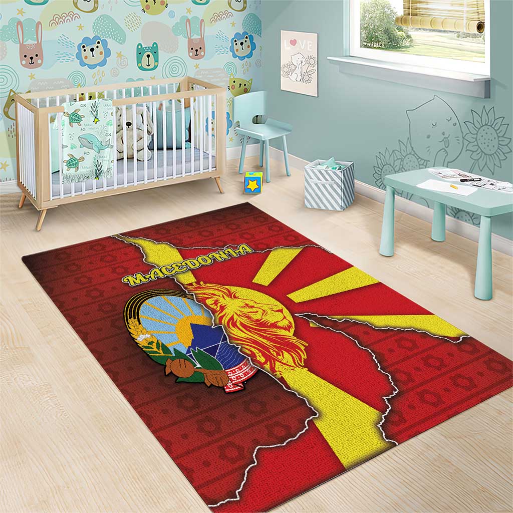 North Macedonia Area Rug National Emblem With Lion - Wonder Print Shop
