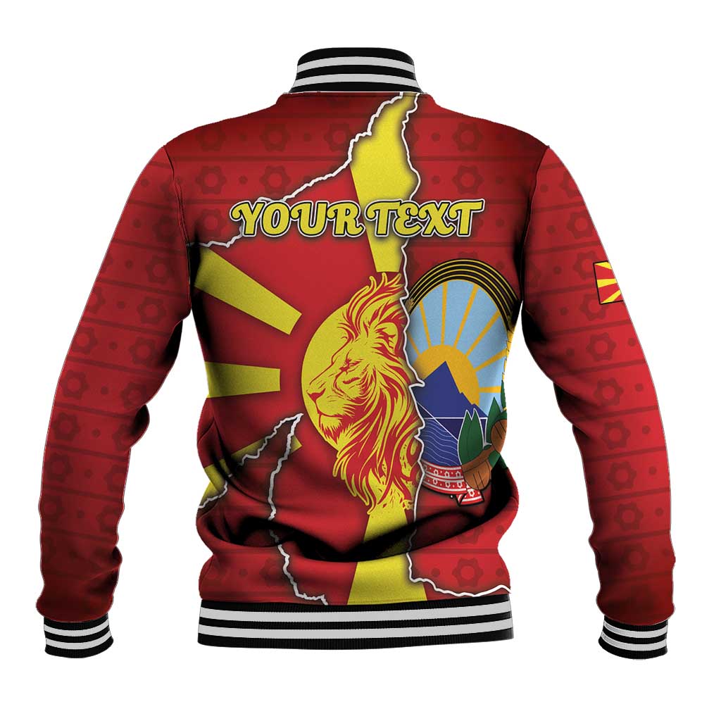 Personalized North Macedonia Baseball Jacket National Emblem With Lion - Wonder Print Shop