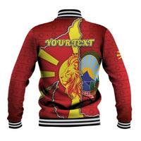 Personalized North Macedonia Baseball Jacket National Emblem With Lion - Wonder Print Shop