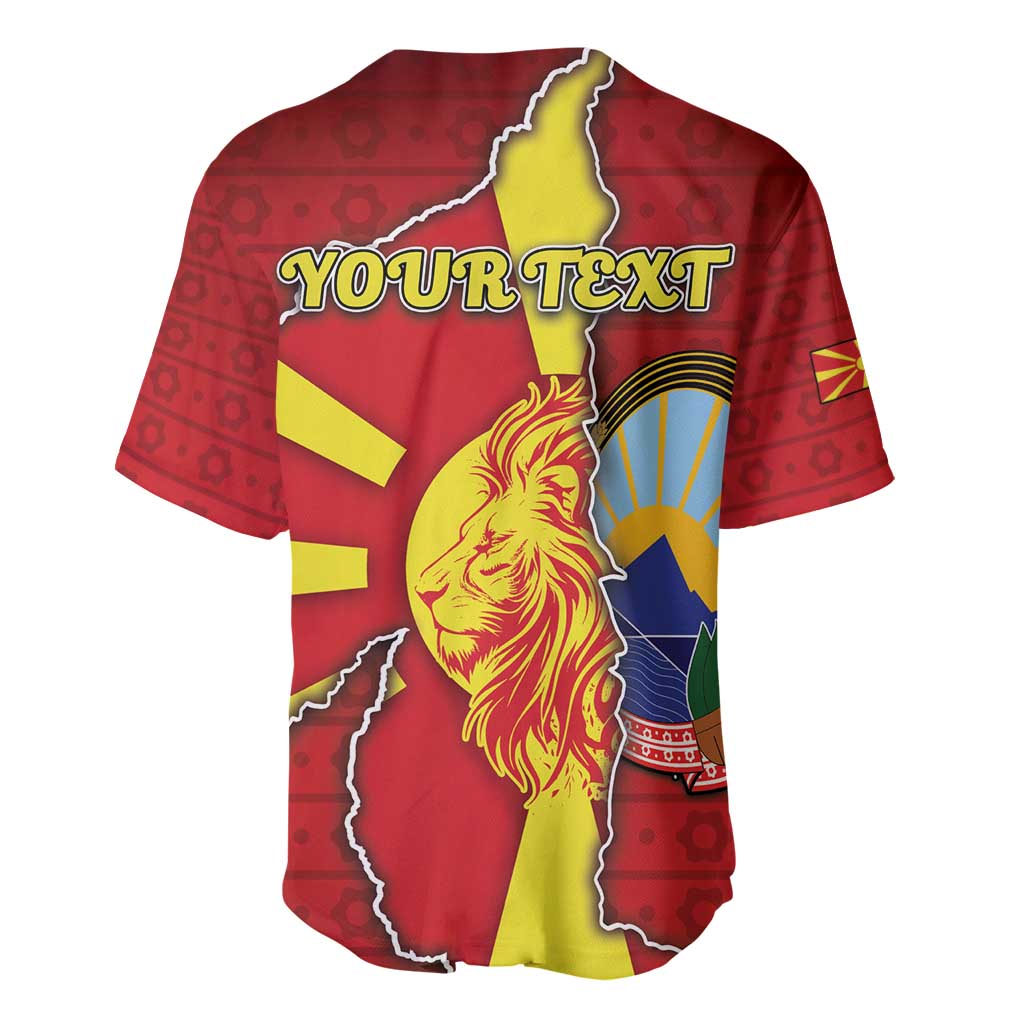 Personalized North Macedonia Baseball Jersey National Emblem With Lion - Wonder Print Shop
