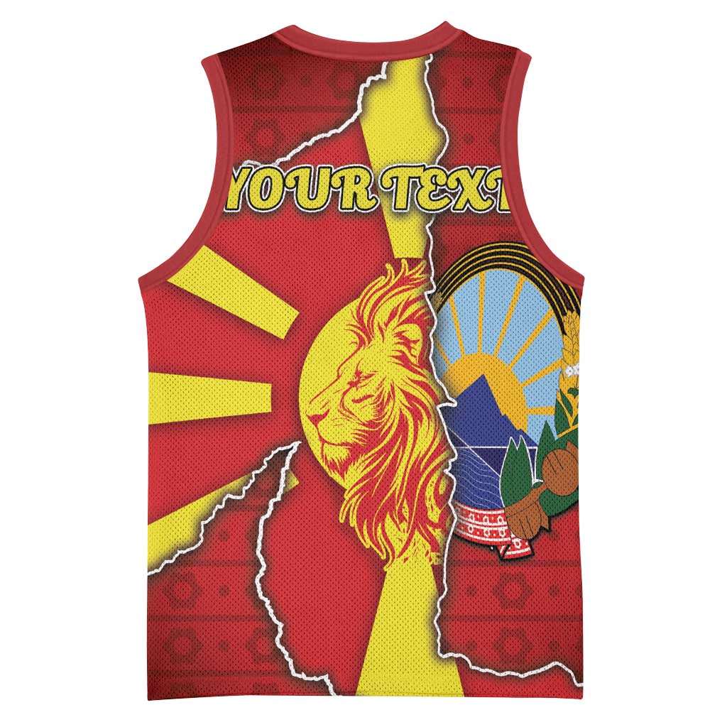 Personalized North Macedonia Basketball Jersey National Emblem With Lion - Wonder Print Shop