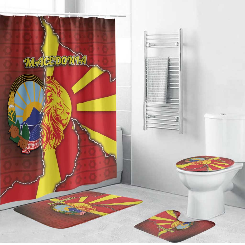 North Macedonia Bathroom Set National Emblem With Lion - Wonder Print Shop