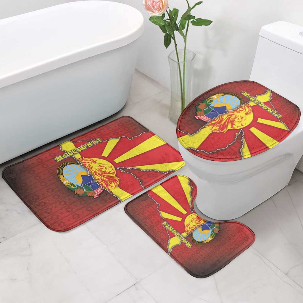 North Macedonia Bathroom Set National Emblem With Lion - Wonder Print Shop