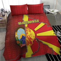 North Macedonia Bedding Set National Emblem With Lion - Wonder Print Shop