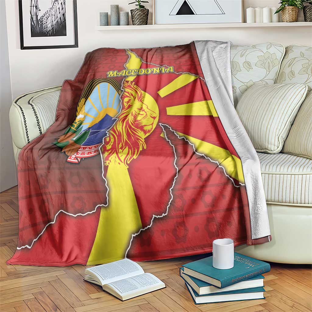North Macedonia Blanket National Emblem With Lion - Wonder Print Shop