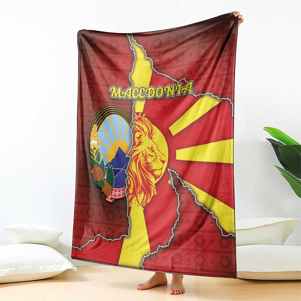 North Macedonia Blanket National Emblem With Lion - Wonder Print Shop