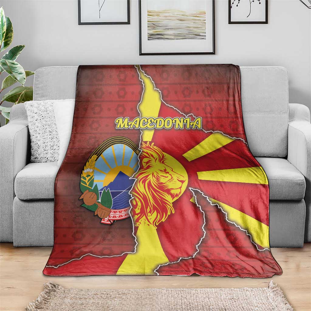 North Macedonia Blanket National Emblem With Lion - Wonder Print Shop