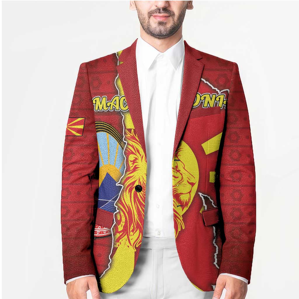 Personalized North Macedonia Blazer National Emblem With Lion - Wonder Print Shop