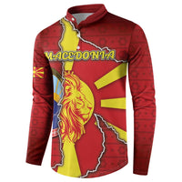 Personalized North Macedonia Button Sweatshirt National Emblem With Lion - Wonder Print Shop
