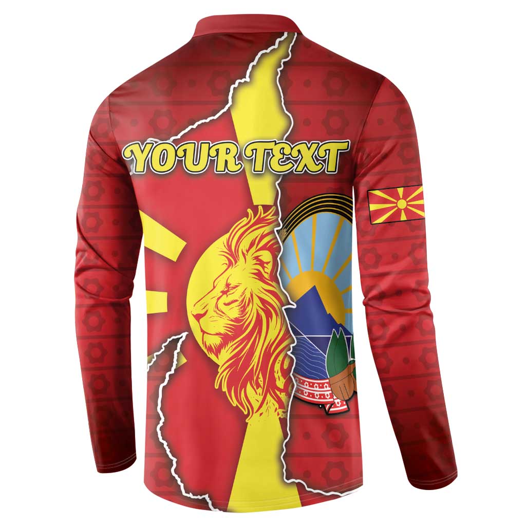 Personalized North Macedonia Button Sweatshirt National Emblem With Lion - Wonder Print Shop